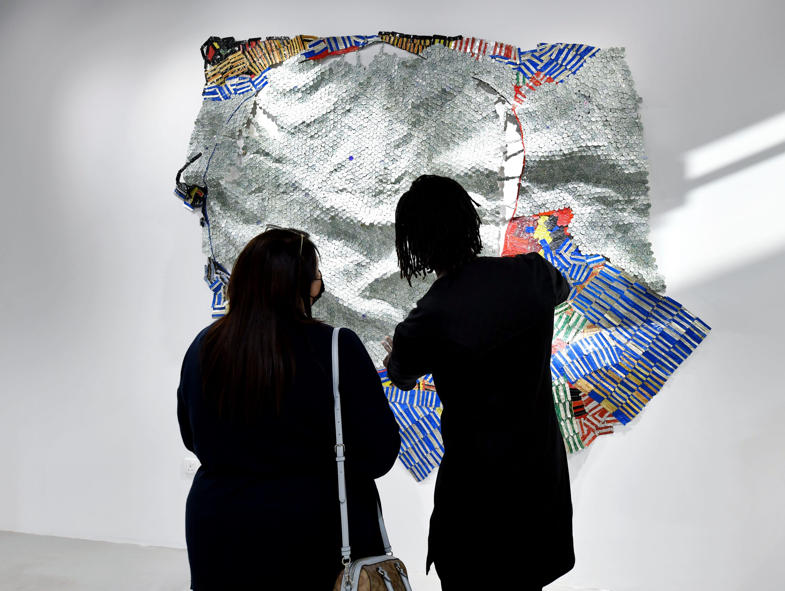 Installation image, Shard Song by El Anatsui at Gallery Efie